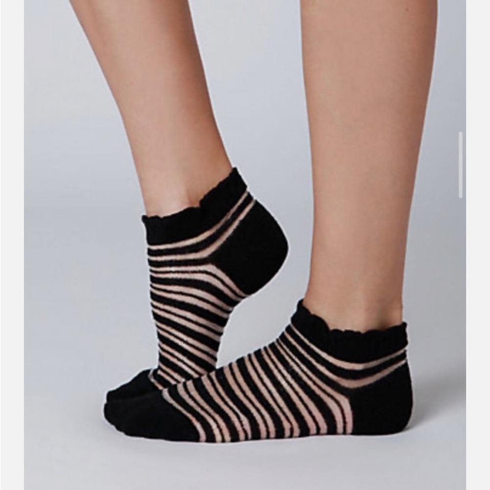 Anthropologie HANSEL BASEL Socks BOUCLE STRIPE ANKLETS Nylon Sheer Sparkle NWT